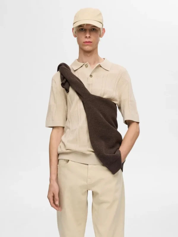 Poloer | Strik>SELECTED STRIKKET POLO Beige