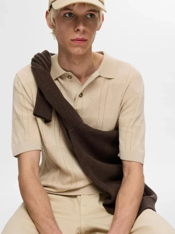 Poloer | Strik>SELECTED STRIKKET POLO Beige