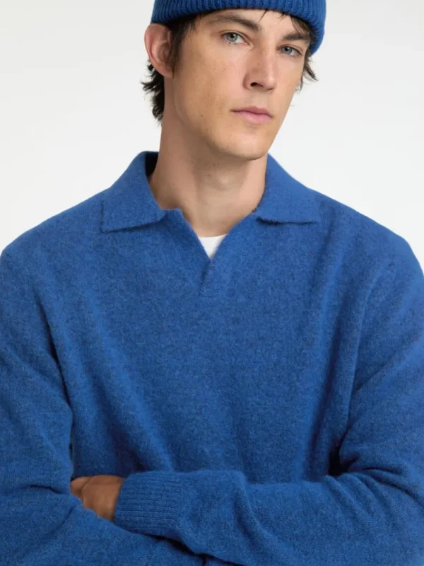 Poloer>SELECTED STRIKKET POLO Blue