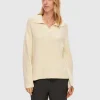 Strik>SELECTED STRIKKET POLO PULLOVER Beige