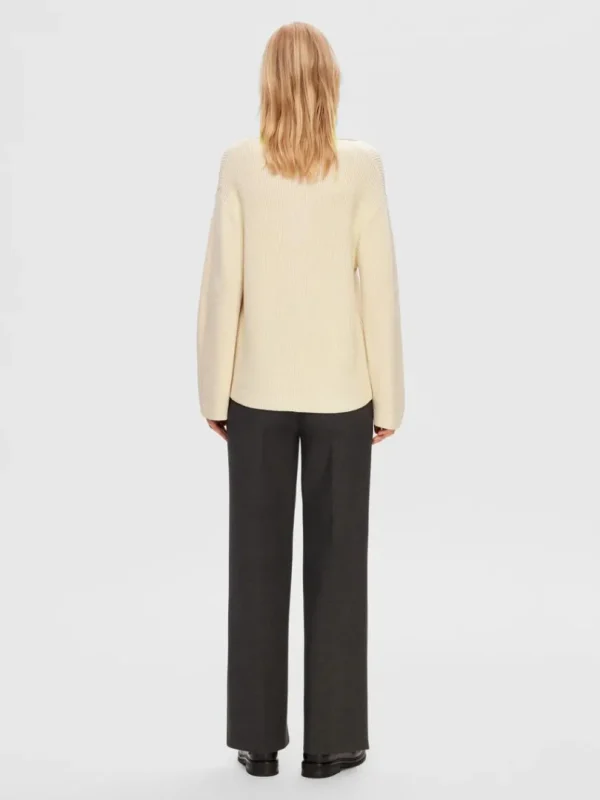 Strik>SELECTED STRIKKET POLO PULLOVER Beige