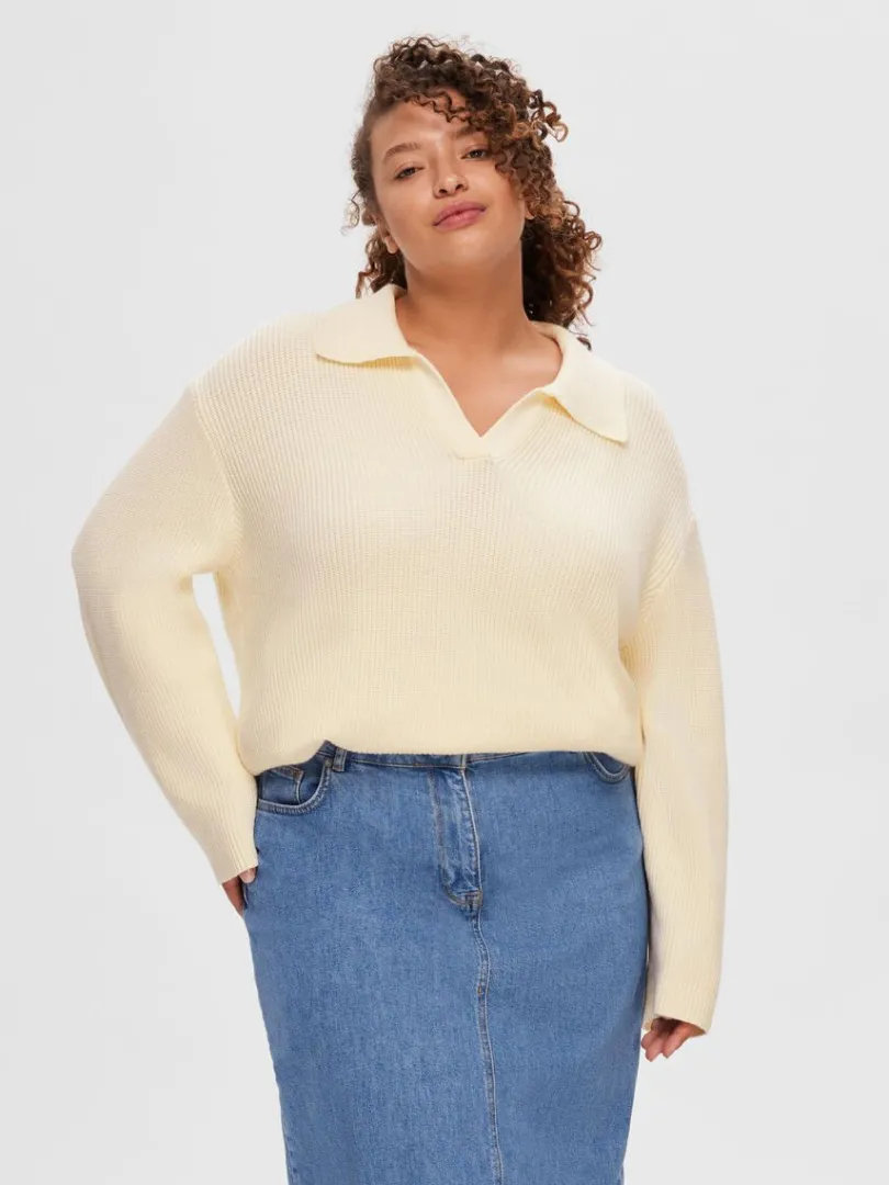 strikket_polo_pullover_6.webp Strik>SELECTED STRIKKET POLO PULLOVER Beige