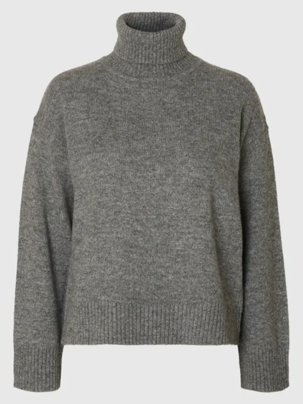 Strik>SELECTED STRIKKET RULLEKRAVE Grey