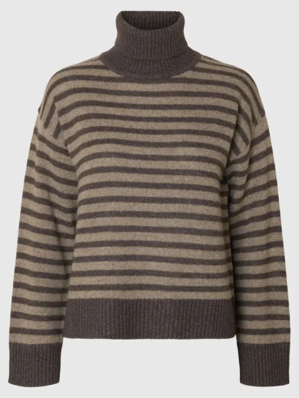 Strik>SELECTED STRIKKET RULLEKRAVE Brown