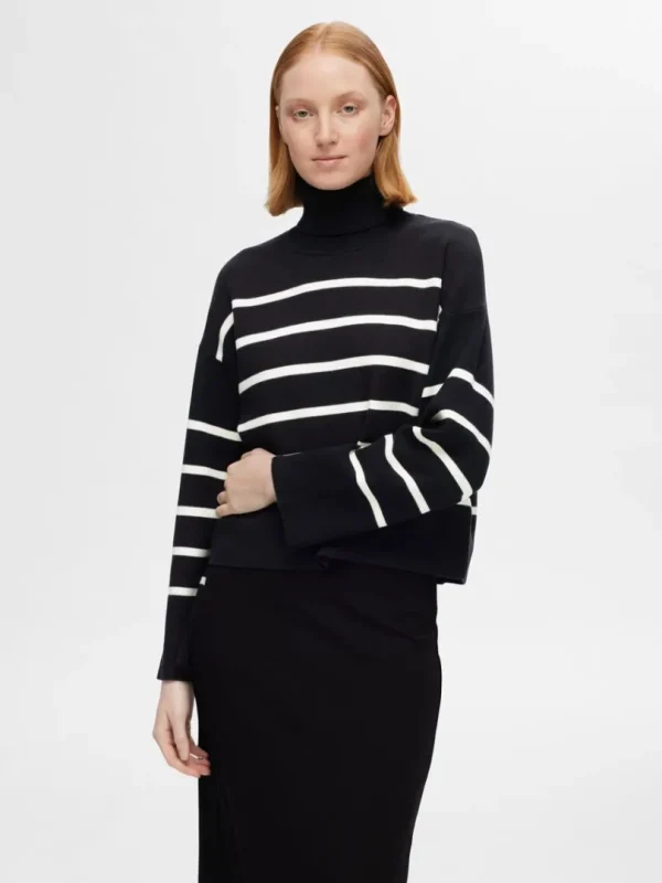 Strik>SELECTED STRIKKET RULLEKRAVE Black