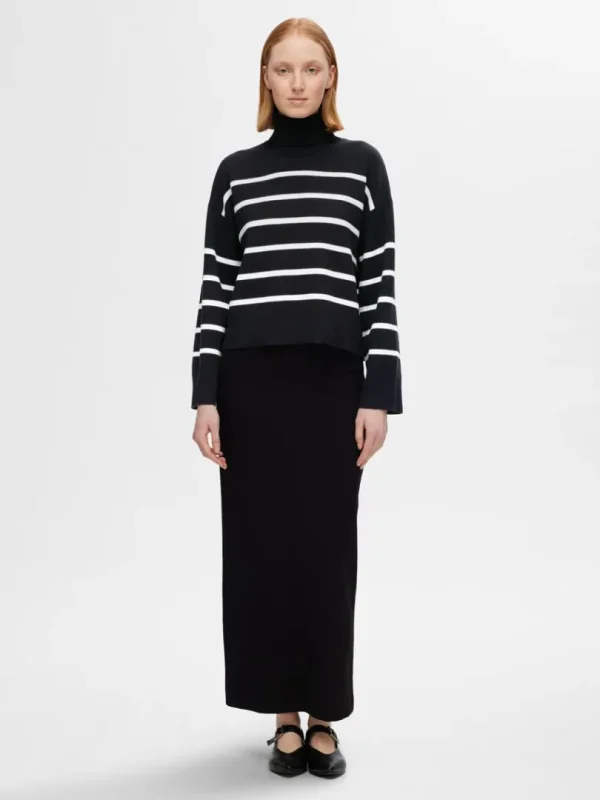 Strik>SELECTED STRIKKET RULLEKRAVE Black