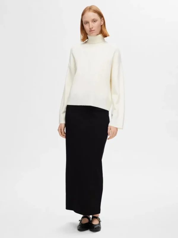 Strik>SELECTED STRIKKET RULLEKRAVE Beige