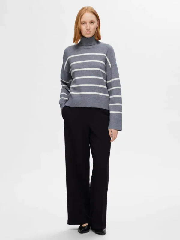 Strik>SELECTED STRIKKET RULLEKRAVE Grey