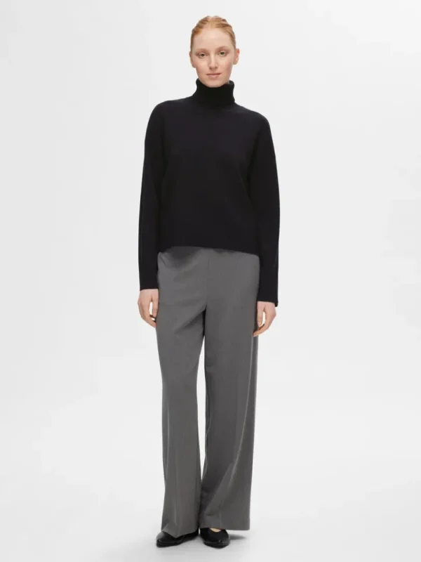 Strik>SELECTED STRIKKET RULLEKRAVE Black