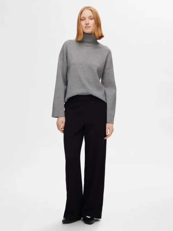 Strik>SELECTED STRIKKET RULLEKRAVE Grey