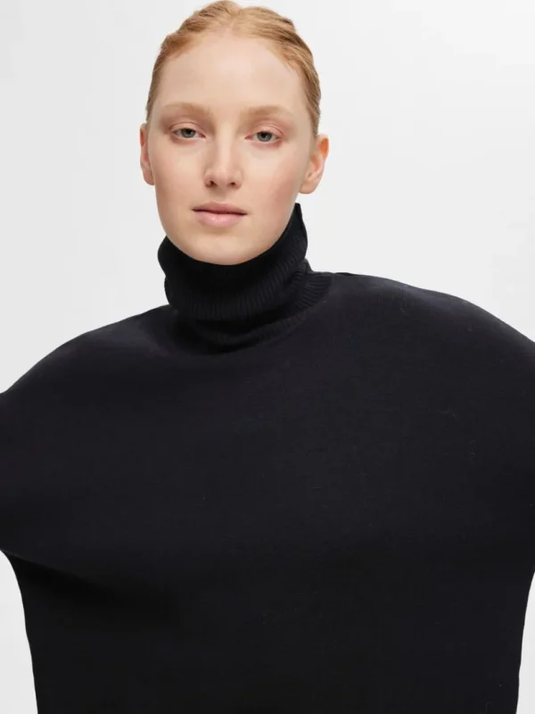 Strik>SELECTED STRIKKET RULLEKRAVE Black