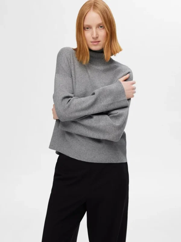 Strik>SELECTED STRIKKET RULLEKRAVE Grey