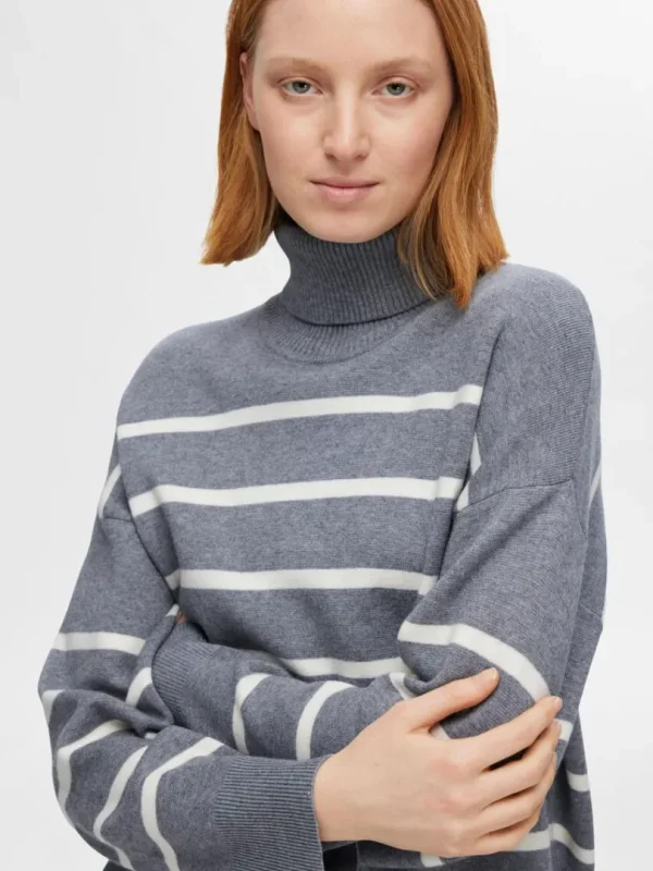 Strik>SELECTED STRIKKET RULLEKRAVE Grey