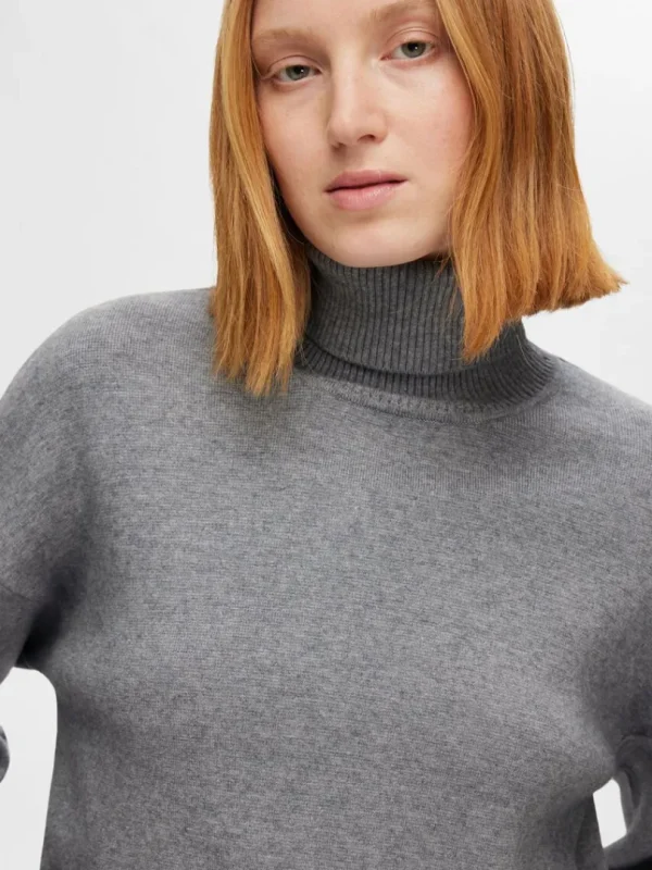 Strik>SELECTED STRIKKET RULLEKRAVE Grey