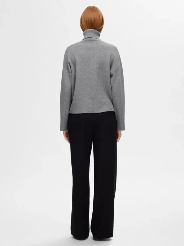 Strik>SELECTED STRIKKET RULLEKRAVE Grey