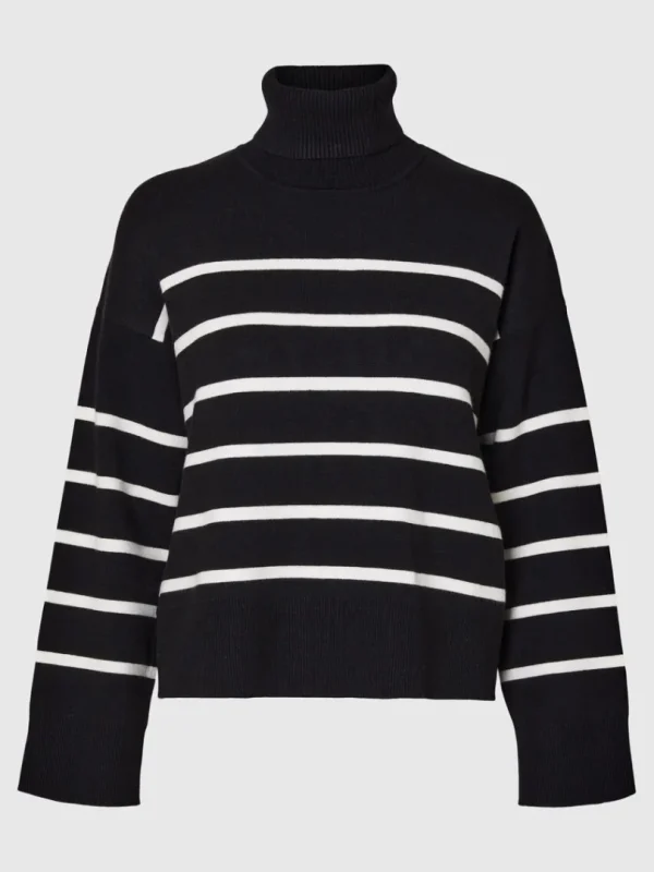 Strik>SELECTED STRIKKET RULLEKRAVE Black