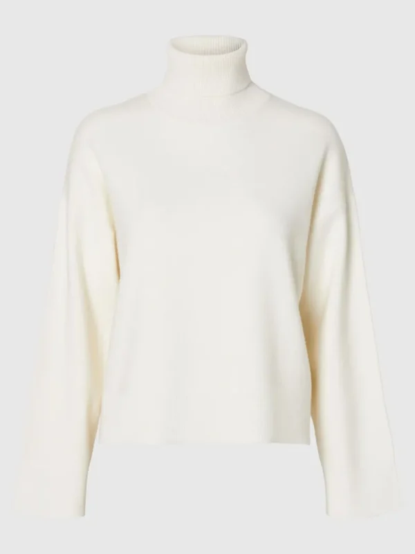 Strik>SELECTED STRIKKET RULLEKRAVE Beige