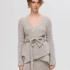 Strik>SELECTED STRIKKET SLÅ OM-CARDIGAN Grey