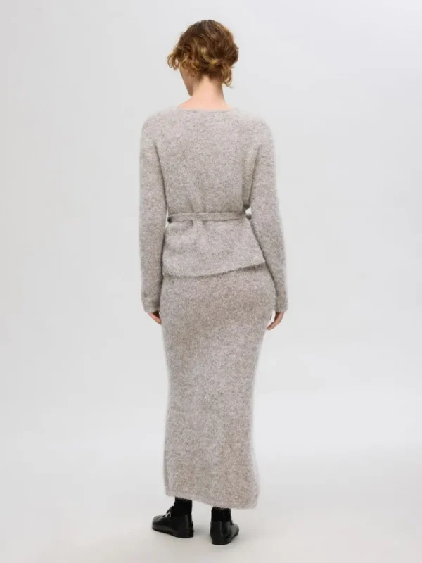 Strik>SELECTED STRIKKET SLÅ OM-CARDIGAN Grey