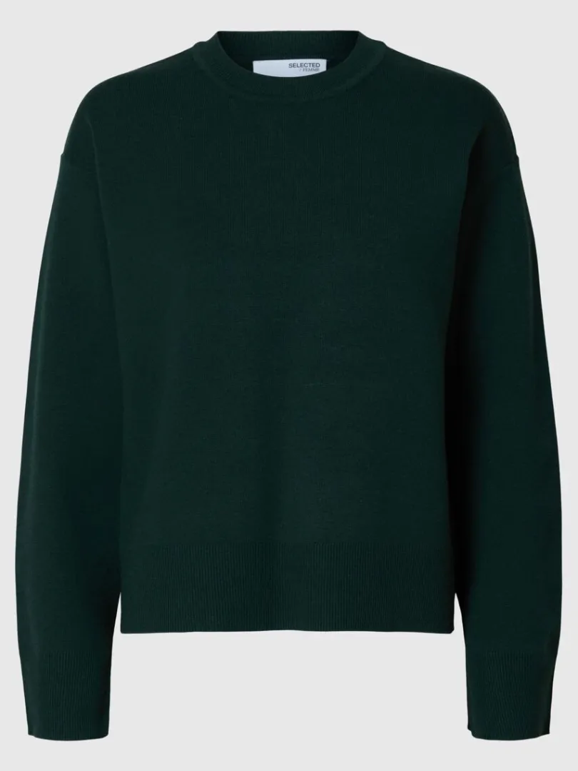 strikket_sweater_med_rund_5.webp Strik>SELECTED STRIKKET SWEATER MED RUND HALS Green