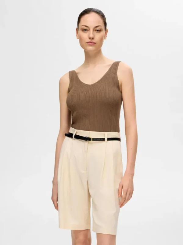 Toppe Og Bluser | Strik>SELECTED STRIKKET TANKTOP Brown
