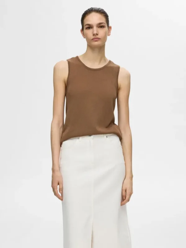 Toppe Og Bluser | Strik>SELECTED STRIKKET TANKTOP Brown