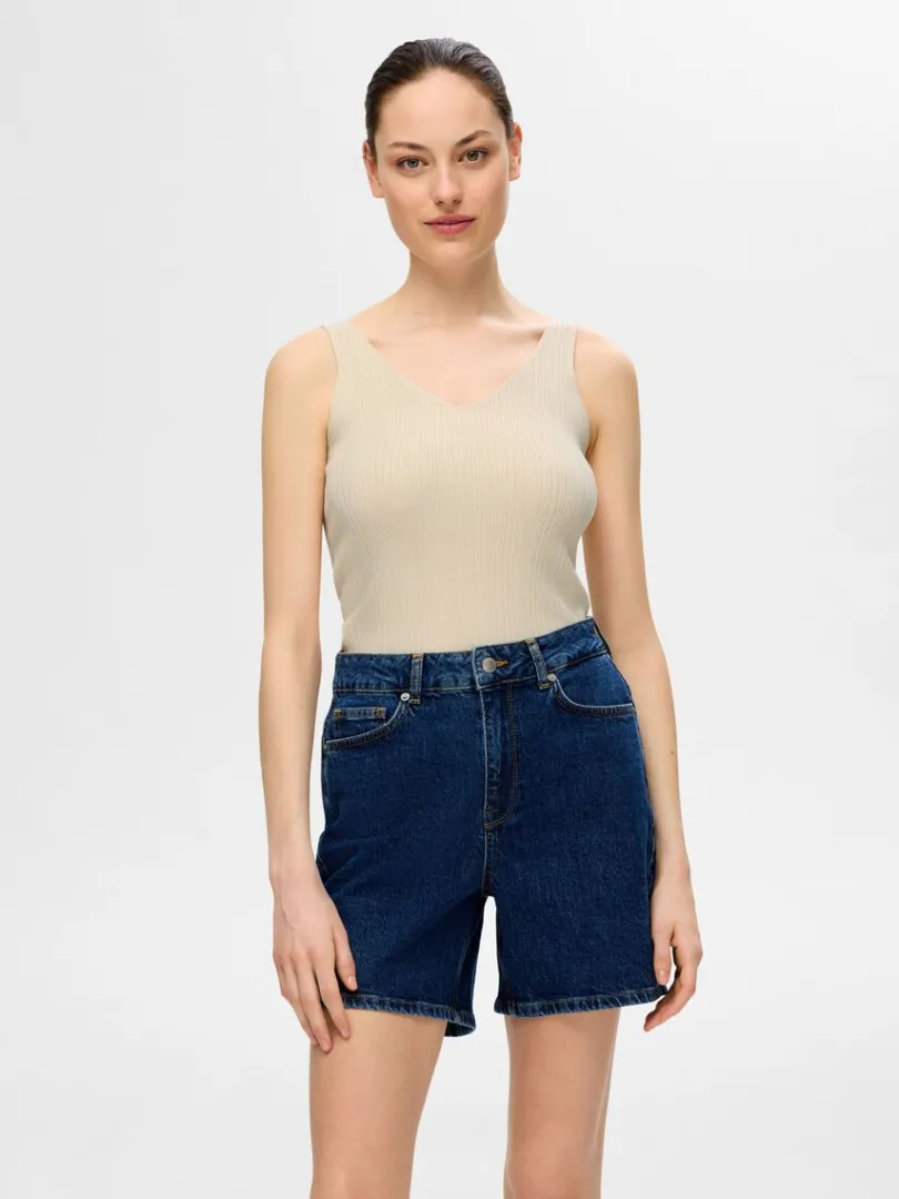 strikket_tanktop_0.webp Toppe Og Bluser | Strik>SELECTED STRIKKET TANKTOP Beige