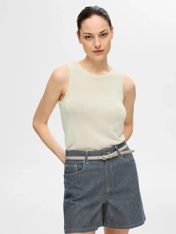 Toppe Og Bluser | Strik>SELECTED STRIKKET TANKTOP Beige