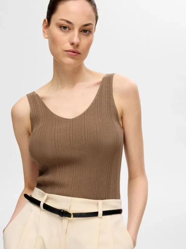 Toppe Og Bluser | Strik>SELECTED STRIKKET TANKTOP Brown