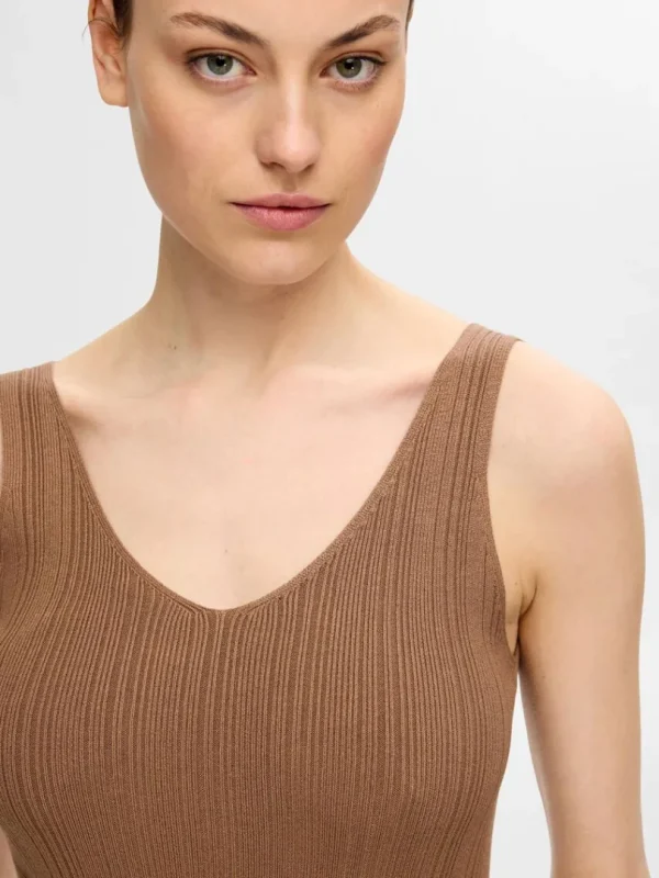 Toppe Og Bluser | Strik>SELECTED STRIKKET TANKTOP Brown