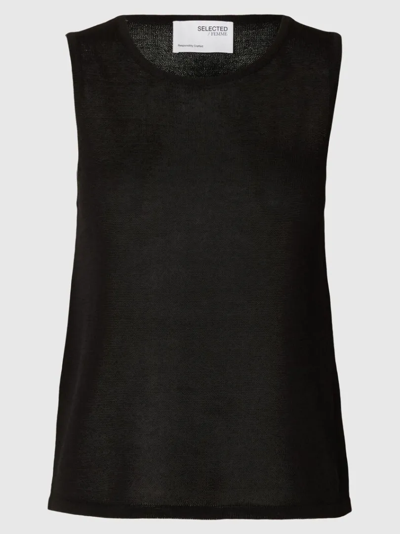 strikket_tanktop_5-3.webp Toppe Og Bluser | Strik>SELECTED STRIKKET TANKTOP Black