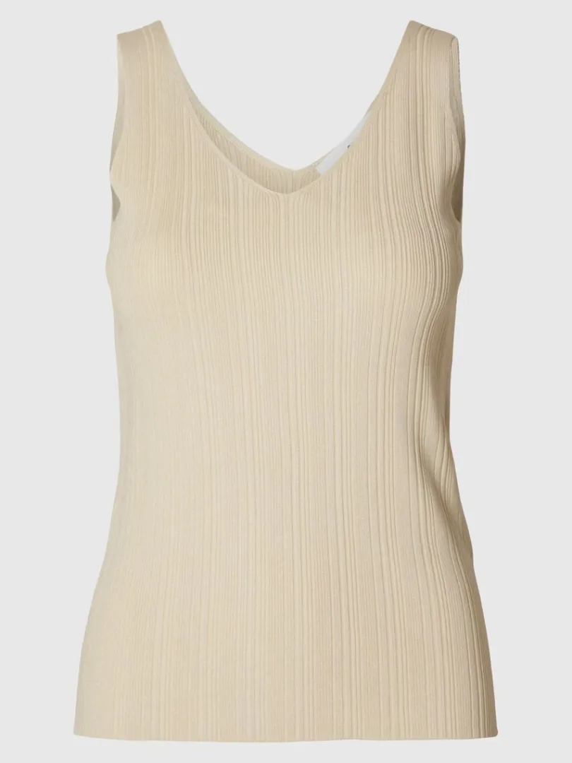 strikket_tanktop_5.webp Toppe Og Bluser | Strik>SELECTED STRIKKET TANKTOP Beige