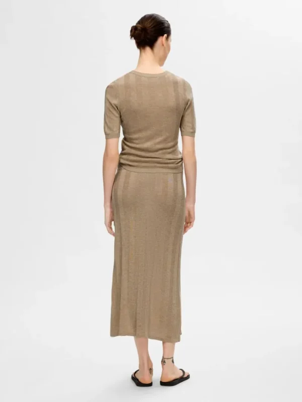 Toppe Og Bluser | Strik>SELECTED STRIKKET TOP MED KORTE ÆRMER Beige