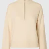 Strik>SELECTED STRIKKET TRØJE MED HALV LYNLÅS Beige