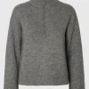 Strik>SELECTED STRIKKET TRØJE MED HALV LYNLÅS Grey