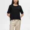 Strik>SELECTED STRIKKET T-SHIRT Black