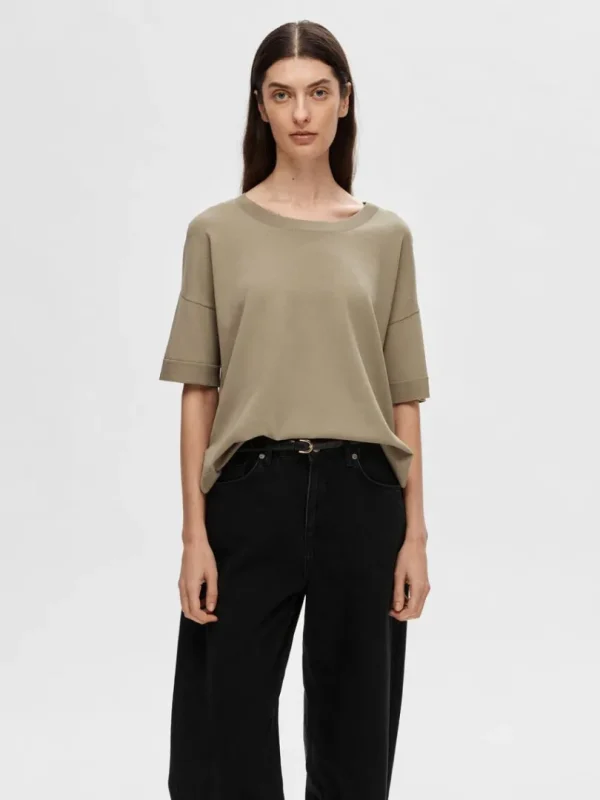 Toppe Og Bluser | Strik>SELECTED STRIKKET T-SHIRT Brown