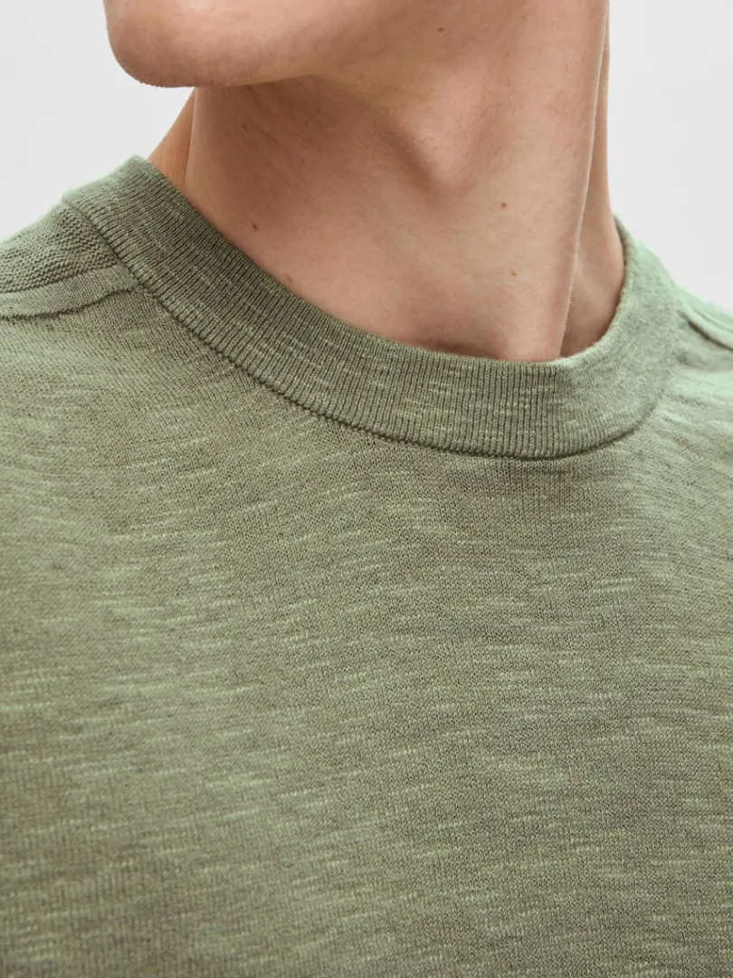 strikket_tshirt_3-4.webp T-shirts | Strik>SELECTED STRIKKET T-SHIRT Green