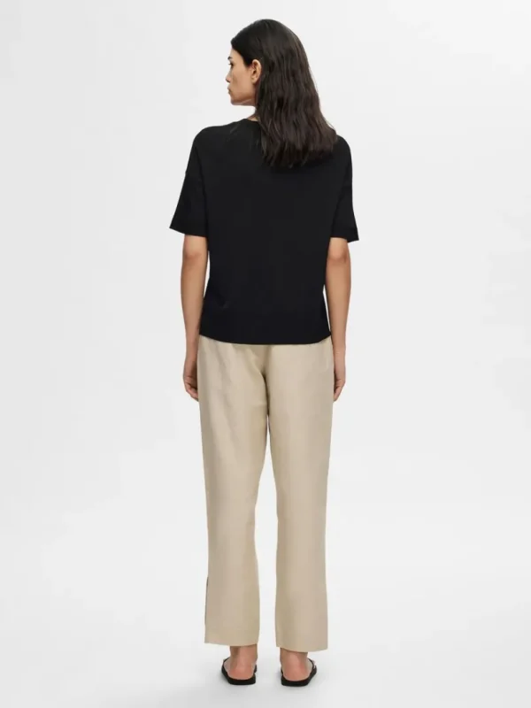 Strik>SELECTED STRIKKET T-SHIRT Black