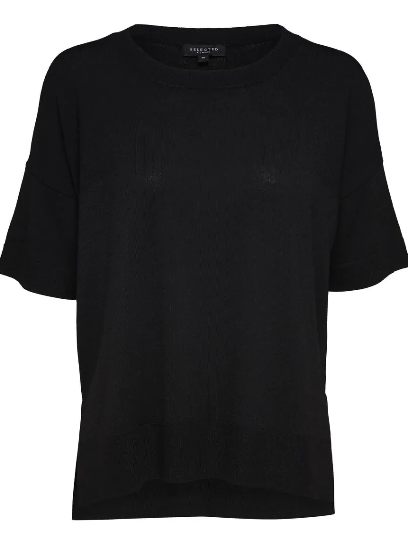 strikket_tshirt_5-1.webp Strik>SELECTED STRIKKET T-SHIRT Black