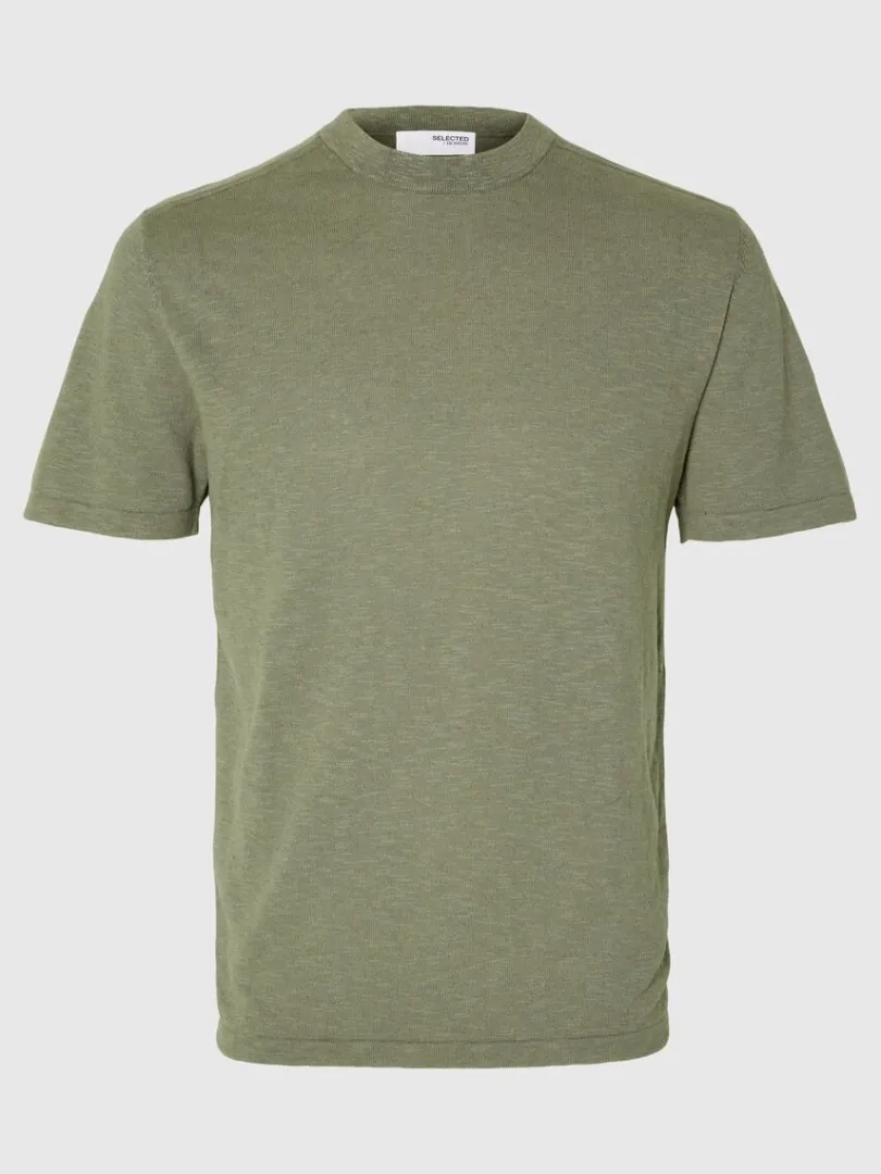 strikket_tshirt_5-4.webp T-shirts | Strik>SELECTED STRIKKET T-SHIRT Green