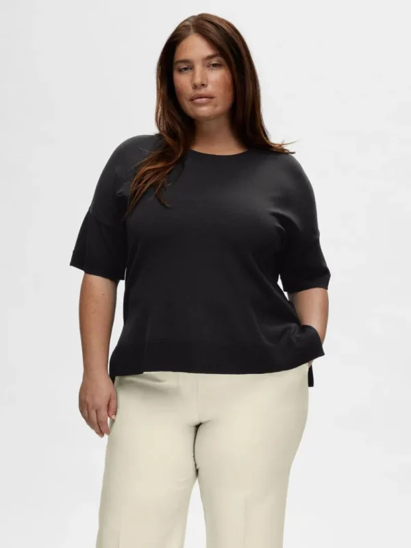 Strik>SELECTED STRIKKET T-SHIRT Black