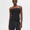 Toppe Og Bluser>SELECTED STROPLØS TOP Black