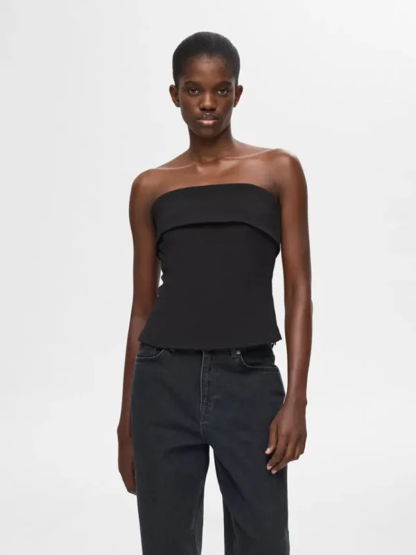 Toppe Og Bluser>SELECTED STROPLØS TOP Black