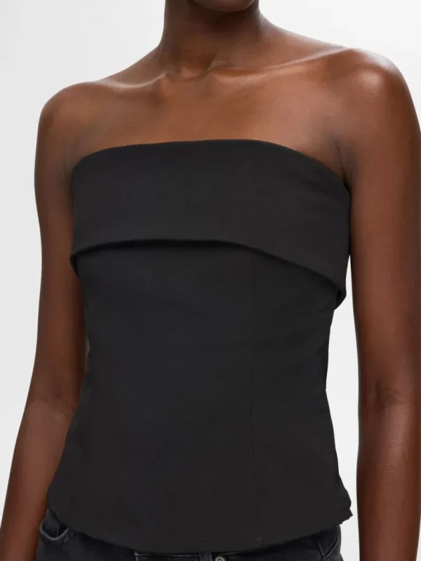 Toppe Og Bluser>SELECTED STROPLØS TOP Black
