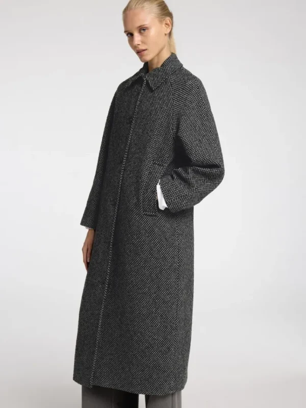 Overtøj>SELECTED STRUKTURERET LANG FRAKKE Grey