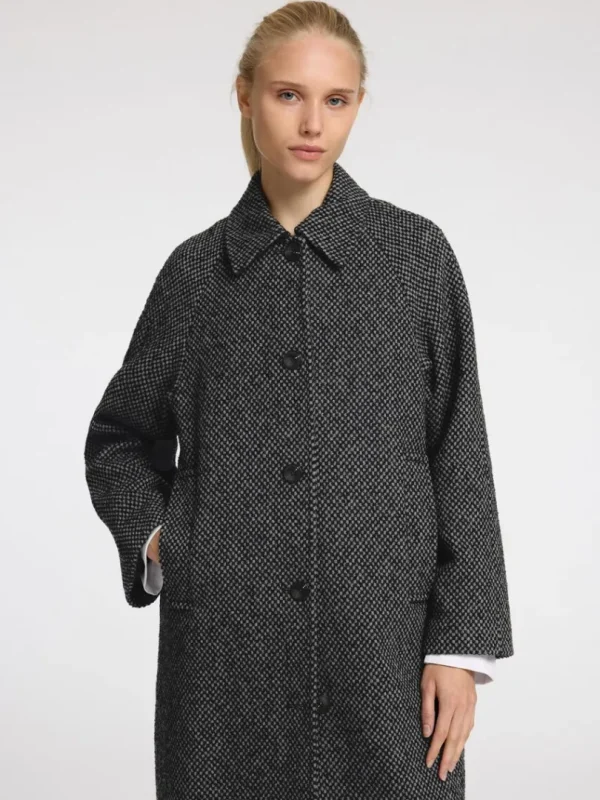 Overtøj>SELECTED STRUKTURERET LANG FRAKKE Grey