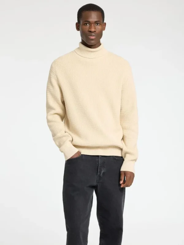 Strik>SELECTED STRUKTURERET RULLEKRAVE Beige