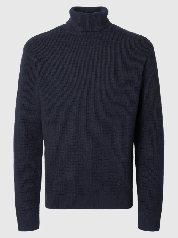 Strik>SELECTED STRUKTURERET RULLEKRAVE Blue