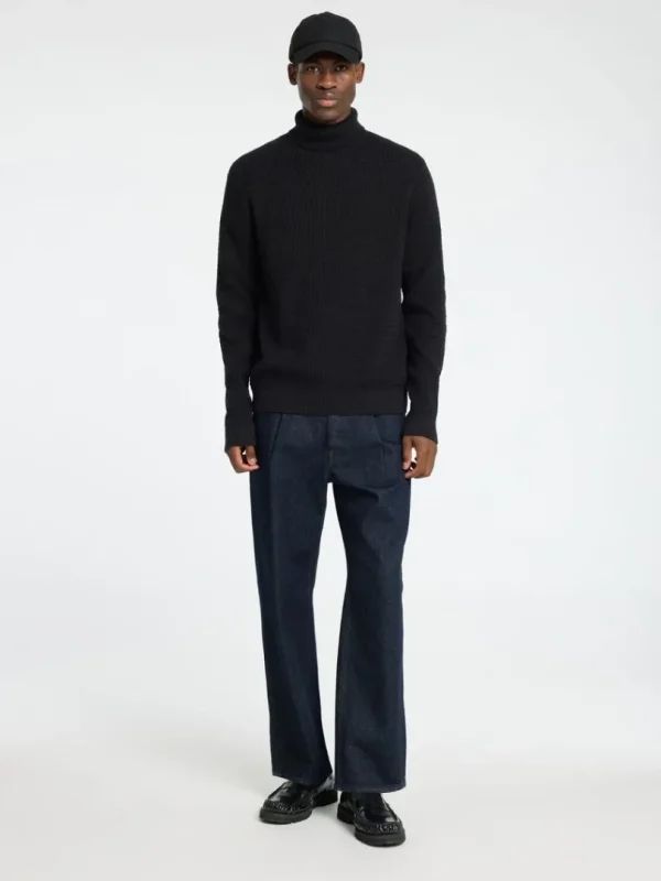 Strik>SELECTED STRUKTURERET RULLEKRAVE Black